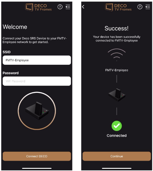 Deco TV Frames App Wi-Fi Pages